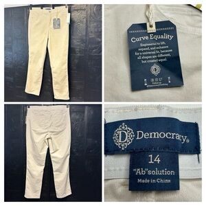 Democracy NWT Ab Solution‎ Natalie Straight Leg Corduroy Jeans Size 14 34x30
